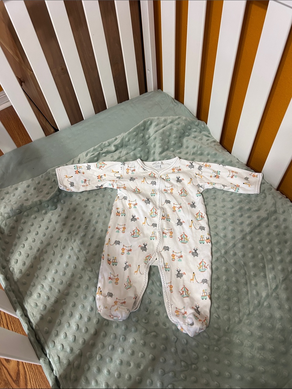 Kissy Kissy White Footed One-Piece with Circus Animal Print